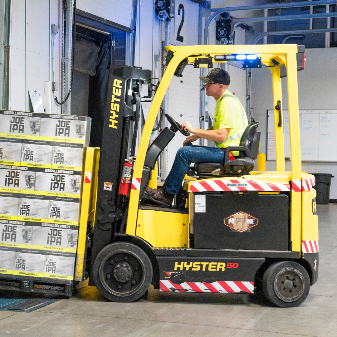 forklift loading on loading dock